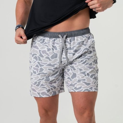 ATHLETIC SHORT, Size: Medium 7" (THE ORIGINAL), color: WHITE CAMO - GREY LINER