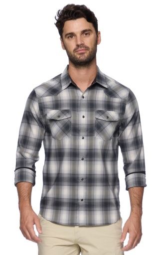 FLAG & ANTHEM BRECKENRIDGE LS PERFORMANCE WESTERN SHIRT, Colour: charcoal multi, Size: M