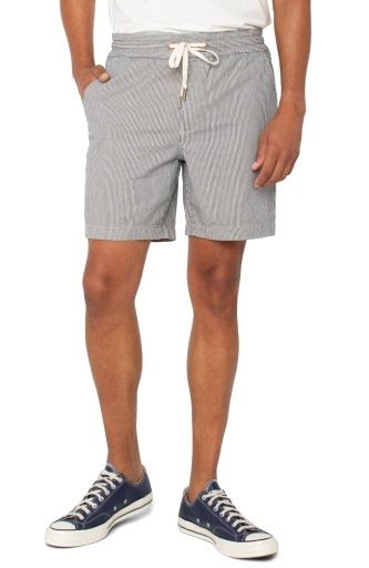 MEN'S DRAWSTRING SHORT  7" INSEAM, Colour: ecru/navy, Season: s25, Size: M