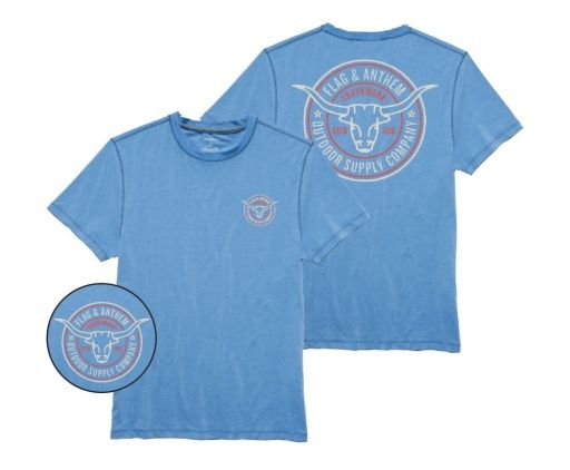 FLAG & ANTHEM LONGHORN SS PERFORMANCE TEE, Colour: bright blue, Size: S