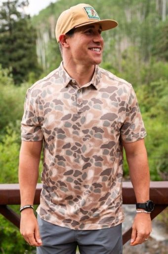 BURLEBO PERFORMANCE POLO, Colour: PINTAIL CAMO, Size: Large