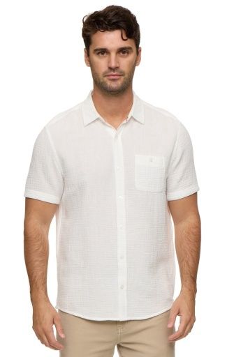 FLAG & ANTHEM CREWE COTTON GAUZE  SHIRT, Colour: white, Size: M