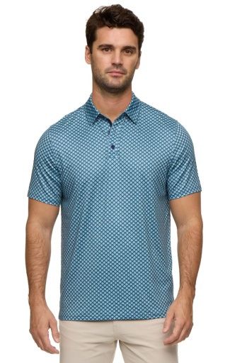 FRIDLEY SS AGAVE PRINT PERFORMANCE POLO, Colour: navy combo, Size: M