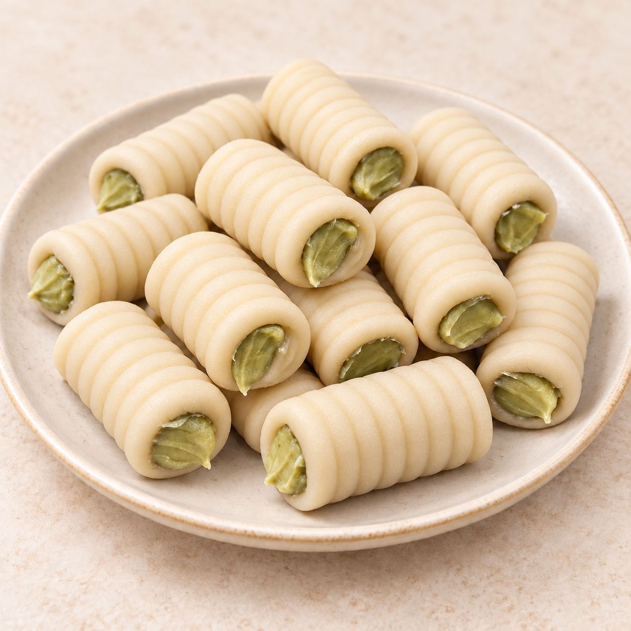 Huesitos rellenos de pistacho.