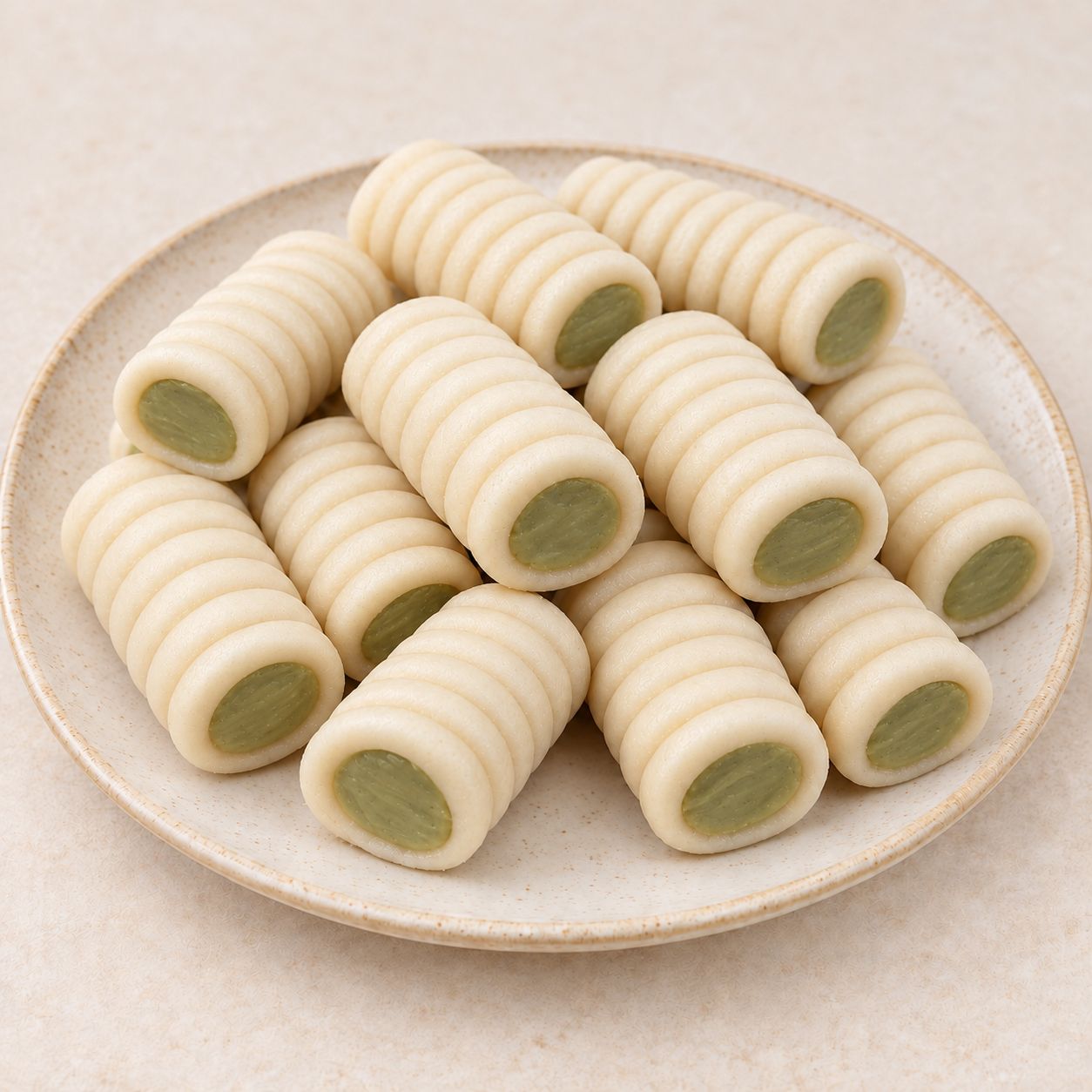 Huesitos con praliné de pistacho.