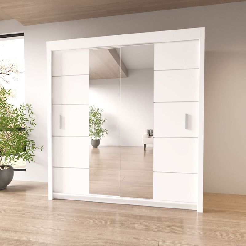 Sliding Mirror Door Bedroom Wardrobe - Oslo | Multiple sizes &amp; colours