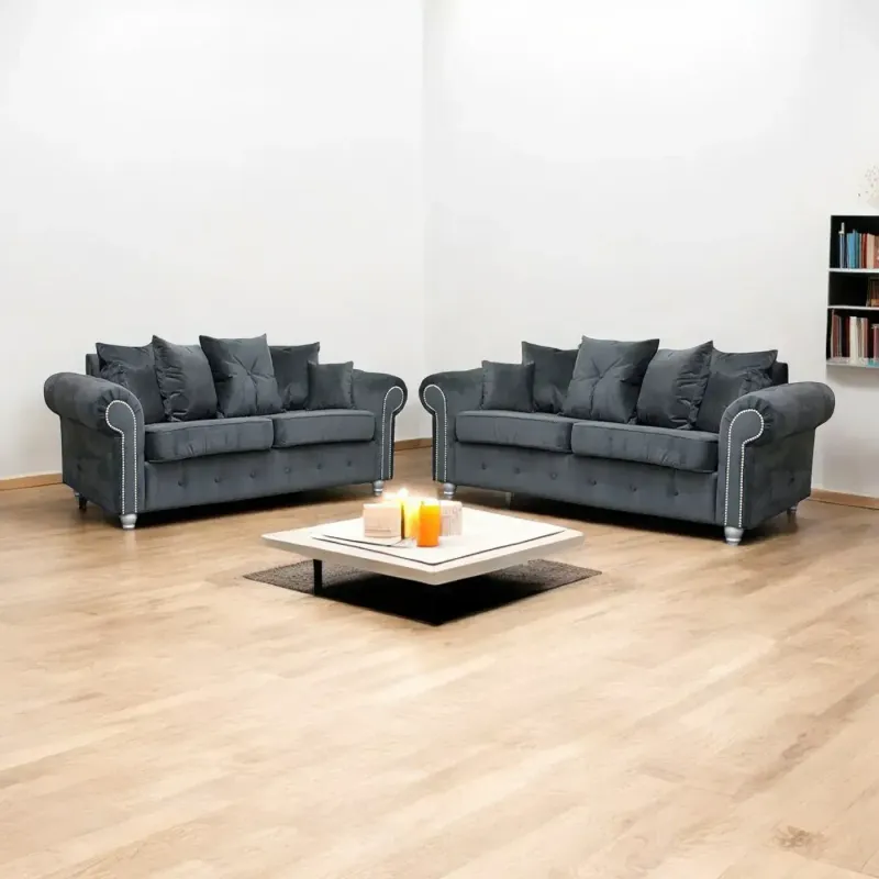 Ashwin Plush Velvet 3+2 Seater Sofa Set