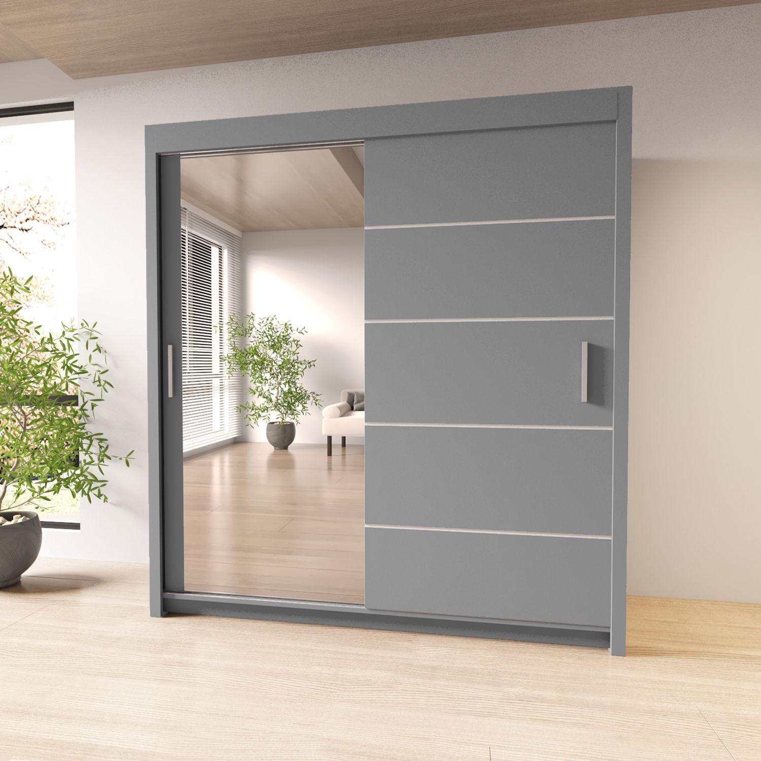 Sliding Mirror Door Bedroom Wardrobe - Vision