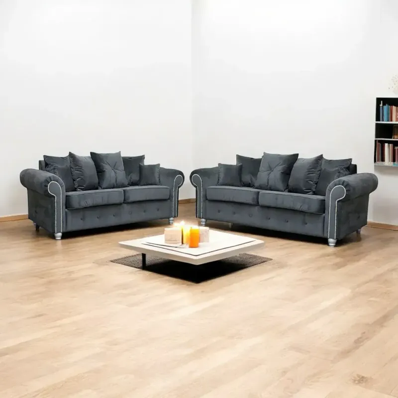 Ashwin Plush Velvet 3+2 Seater Sofa Set