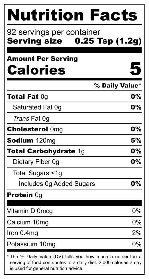 Uncle Wendell’s Organic BBQ Spice Rub – Hot w/ Nutrition Facts Labels