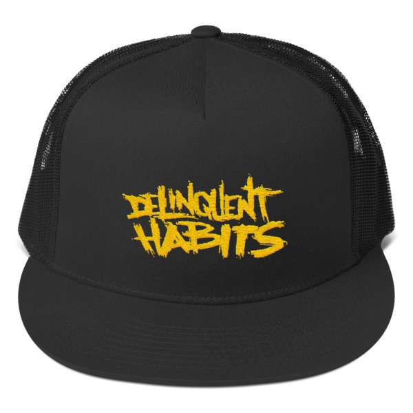 OFFICIAL LOGO Trucker Cap - BLACK OR CHARCOAL CAP / GOLD EMBROIDERY 00008
