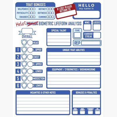 Helot and Lanista Legacy Edition Character Sheets Printable PDF File