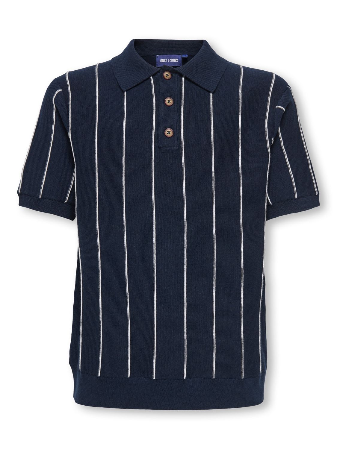 OSJSAIM REG 12 STRIPE SS POLO KNT, Kleur: Dark Sapphire, Maat: 146/152