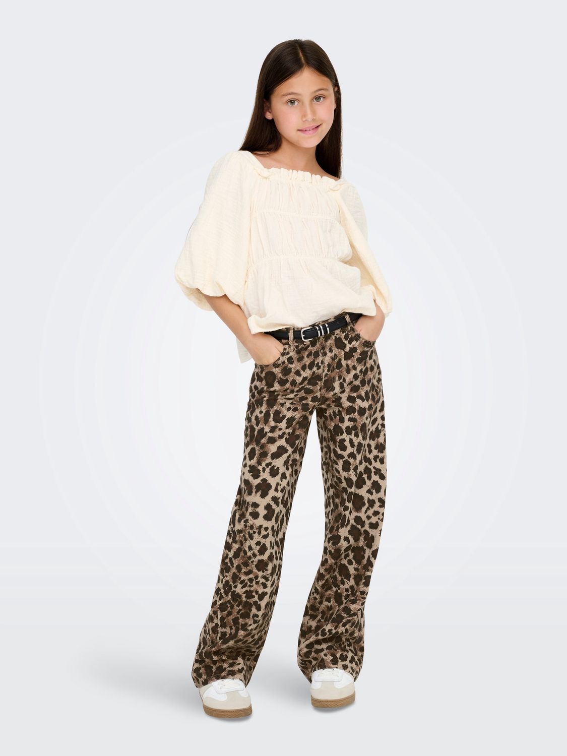 KOGGIANNA-MADISON WIDE PANT PNT, Kleur: Light Taupe W BLACK LEO, Maat: 140