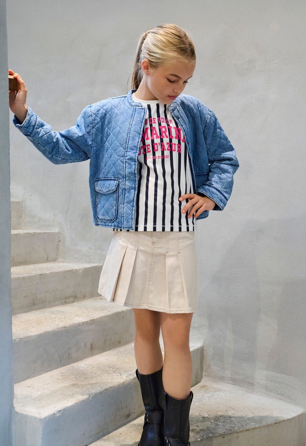 KOGHALLIE QUILTED DNM JACKET AKM KOGHALLIE QUILTED DNM JACKET AKM, Kleur: Light Blue Denim, Maat: 140