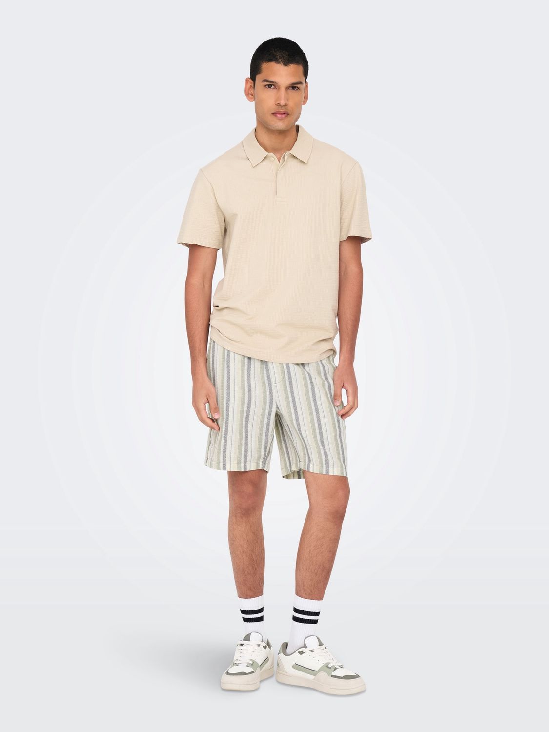 Only &amp; Sons Shorts Onstrev Life Reg Stru Stripe, Kleur: Seagrass Multi Stipe, Maat: L