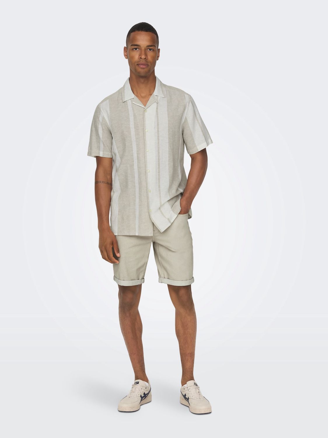 Only &amp; Sons Overhemd Onscaiden Linenblend – Vintage Khaki, Kleur: Vintage Khaki, Maat: L