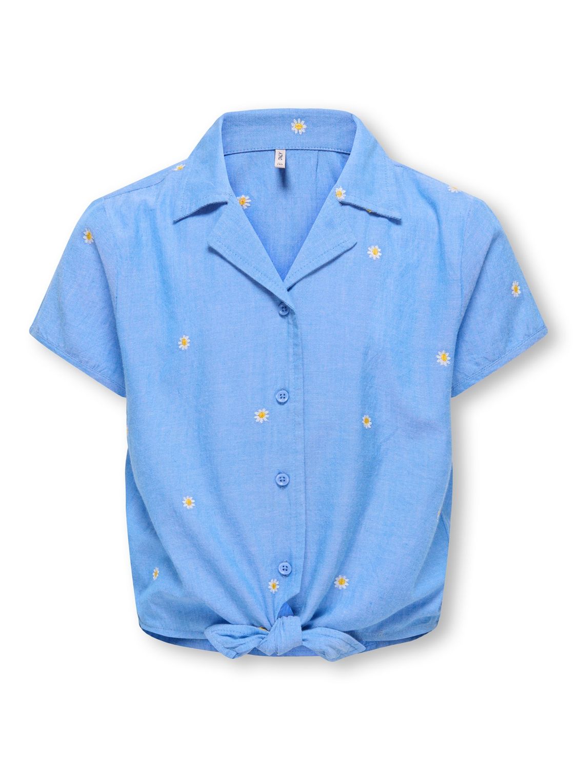 Only Girls Shirt Malou Knot Shirt  – Blauw, Kleur: Cashmere Blue EMB Daisy, Maat: 140