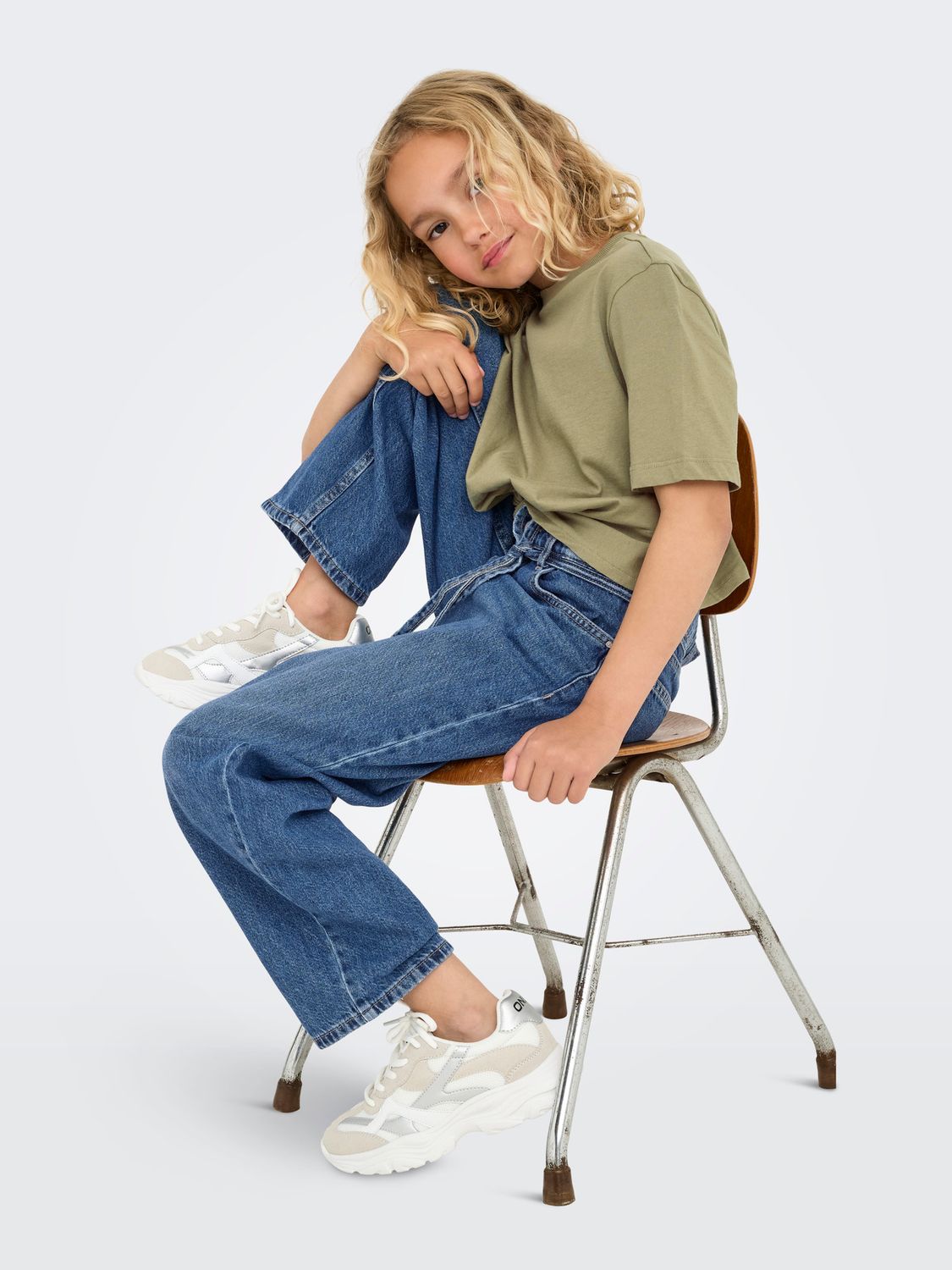 Only Girls Straight Jeans Gianna - Blauw, Kleur: Medium Blue Denim, Maat: 140