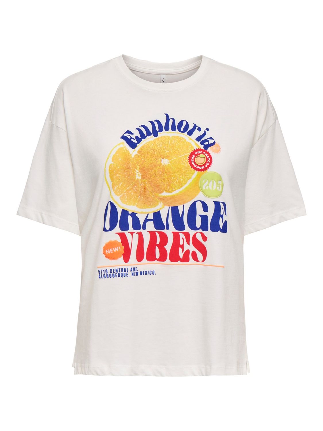 Only Girls Top Bolette Life, Kleur: Cloud Dancer Orange Vibes, Maat: 134/140