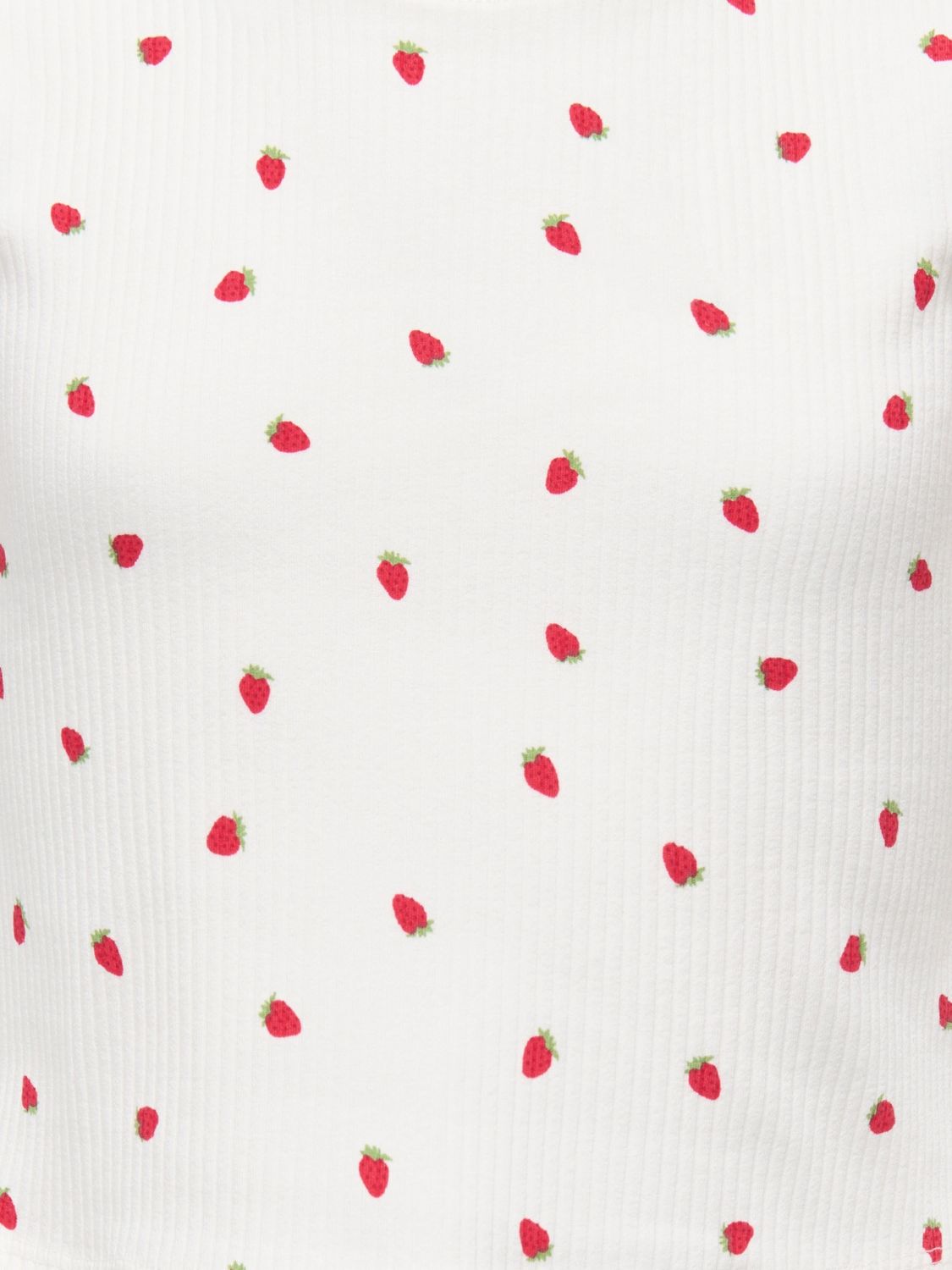 Only Girls Top Bella Life Short, Kleur: Cloud Dancer Strawberries, Maat: 134/140