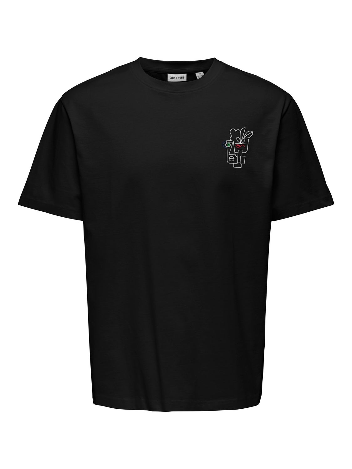 Only &amp; Sons T-shirt Fred Life, Kleur: Black ABSTRACT, Maat: S