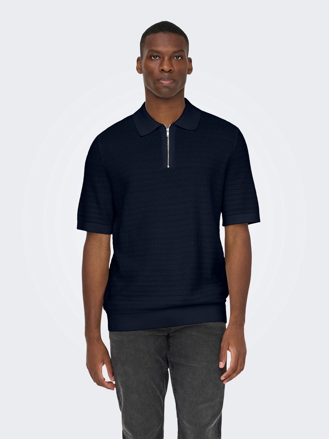 Only & Sons ONSMENU Regular SS Structure Polo Knit Only & Sons ONSMENU Regular SS Structure Polo Knit, Kleur: Dark Sapphire, Maat: L