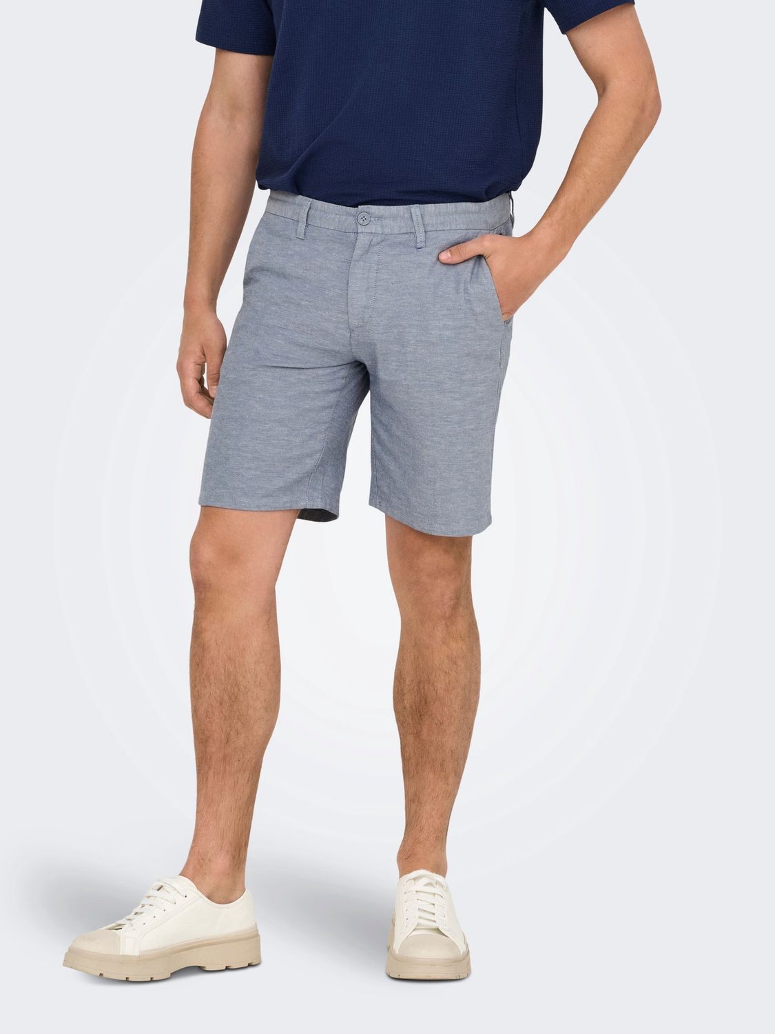 Only &amp; Sons Shorts Onsmark Cotton Linen, Kleur: Flint Stone, Maat: L
