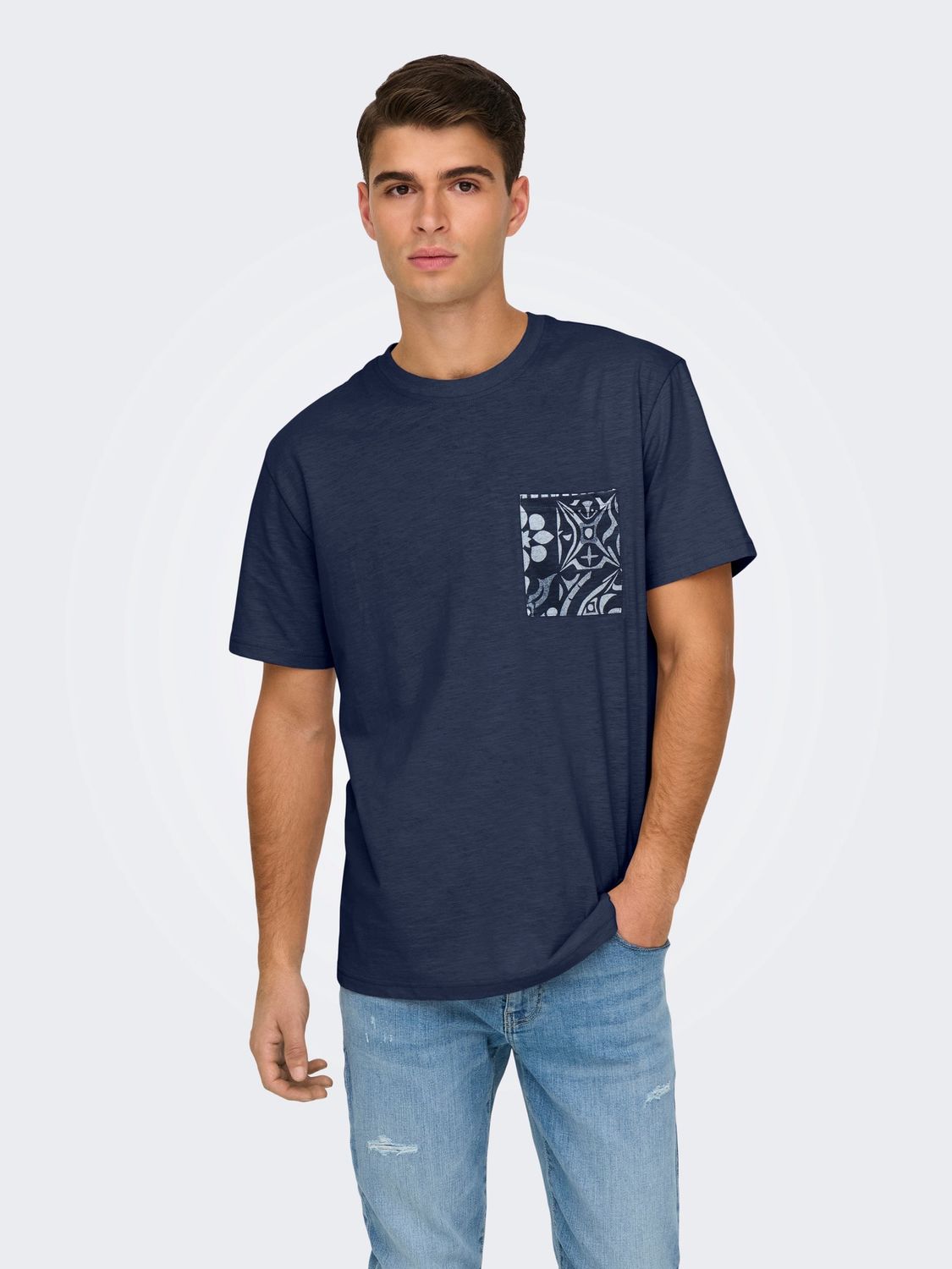 Only &amp; Sons T-shirt Perry, Kleur: Blue Nights SKYWAY, Maat: L
