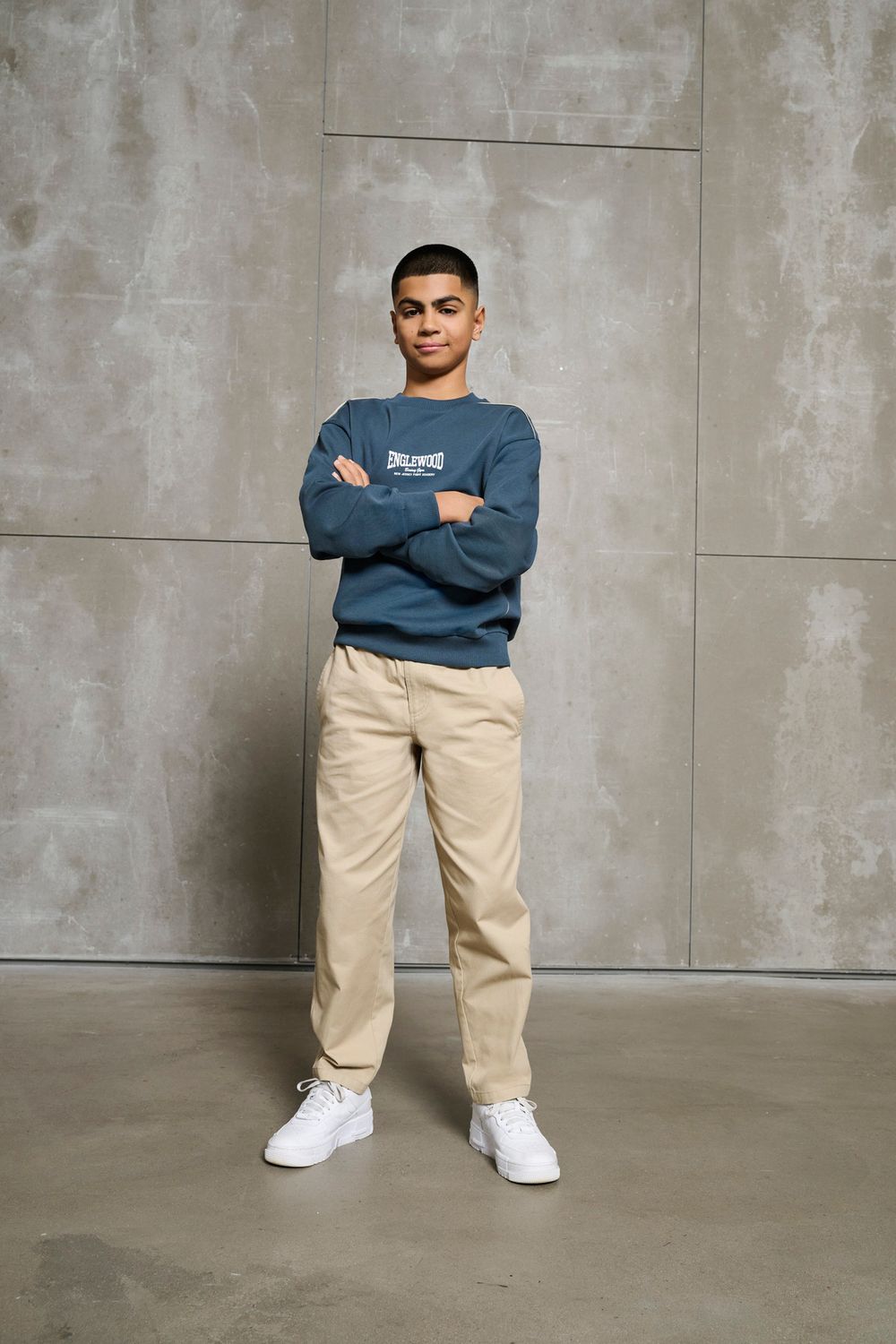 Only &amp; Sons Junior Loose Fit Long Sleeve Piping Crew Neck Sweatshirt Jet, Kleur: Dark Slate, Maat: 146/152