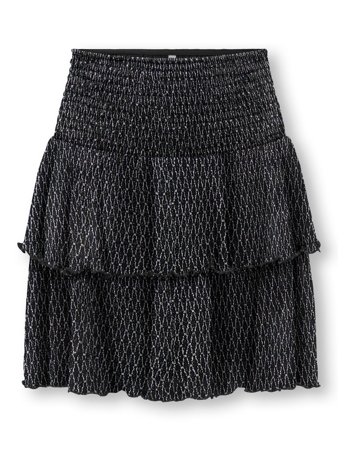 Only Girls Glitter Layered Skirt Queen, Kleur: Black Lurex Silver/Harlekin, Maat: 140
