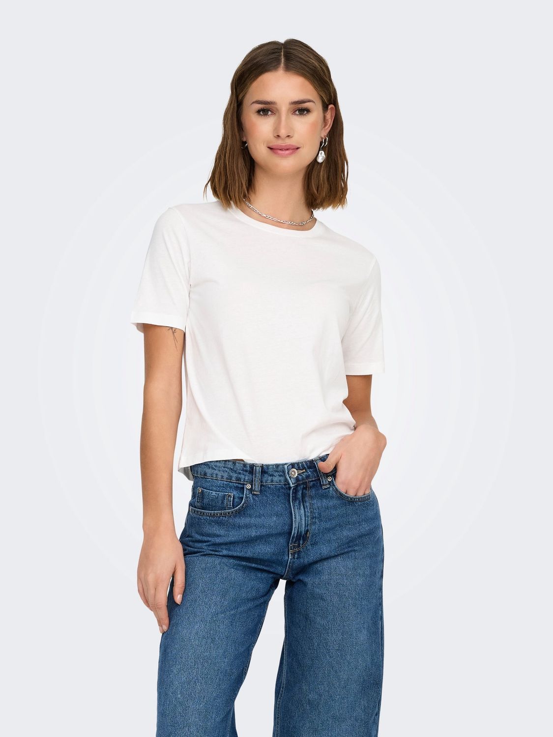 JDY Rex Korte Mouw Top, Kleur: Cloud Dancer, Maat: S