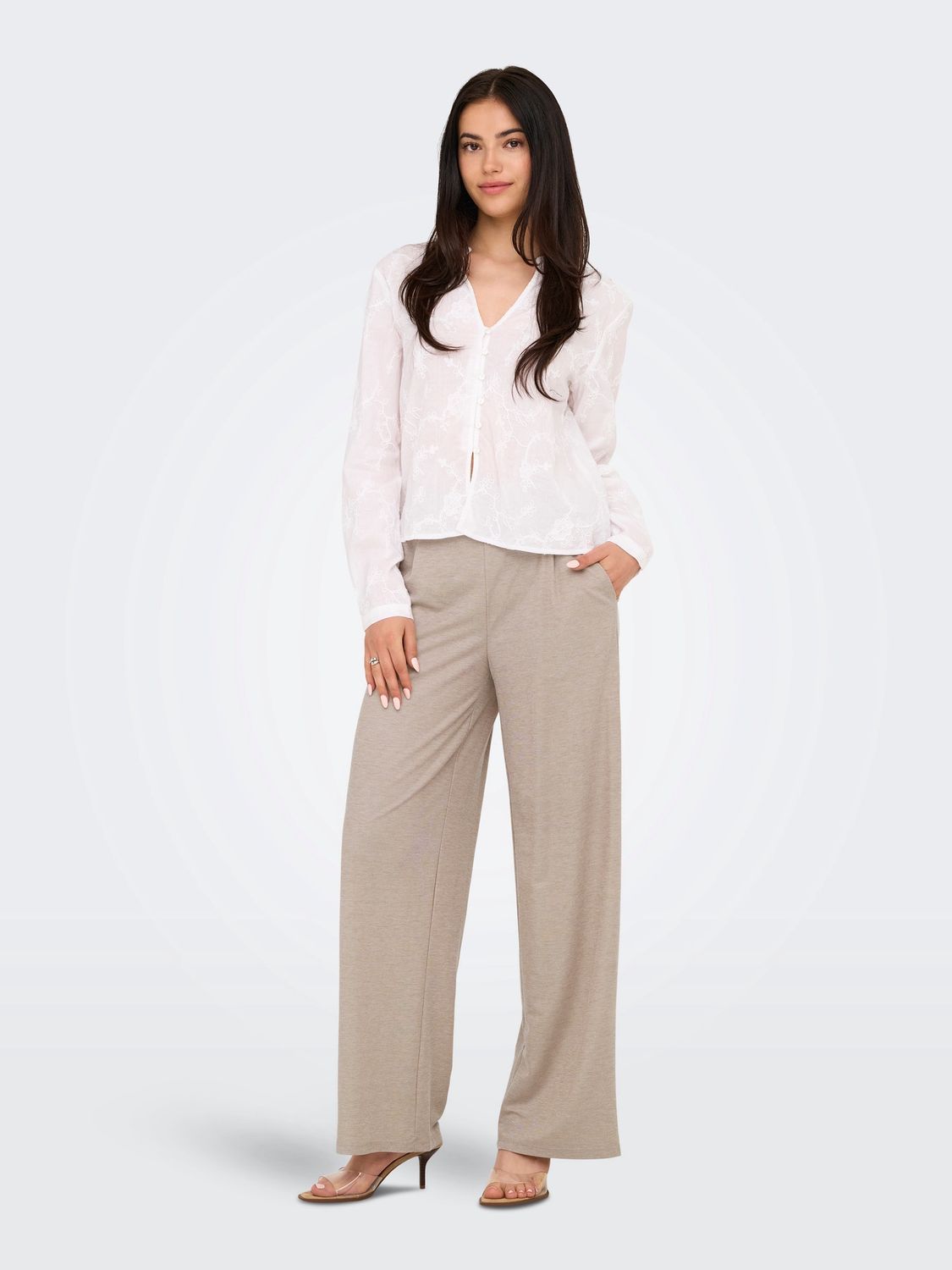 JDY Broek Birdie Geggo – Chateau Gray, Kleur: Chateau Gray MELANGE, Maat: XS, lengte: "32