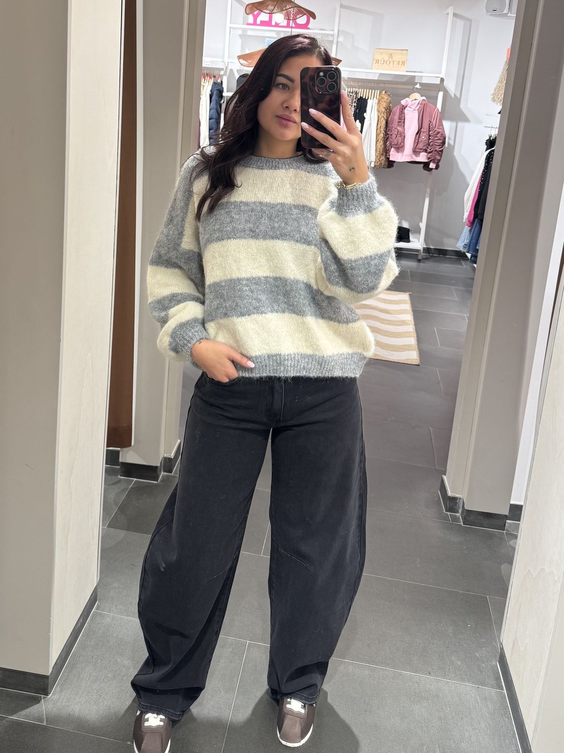 Queen Hearts Baggy Jeans – Zwart, Kleur: zwart, Maat: XS