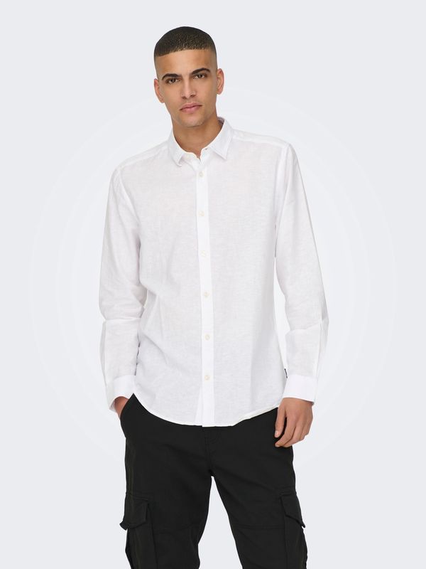 Only & Sons Overhemd Onscaiden Solid Linen Blend – White Only & Sons Overhemd Onscaiden Solid Linen Blend – White