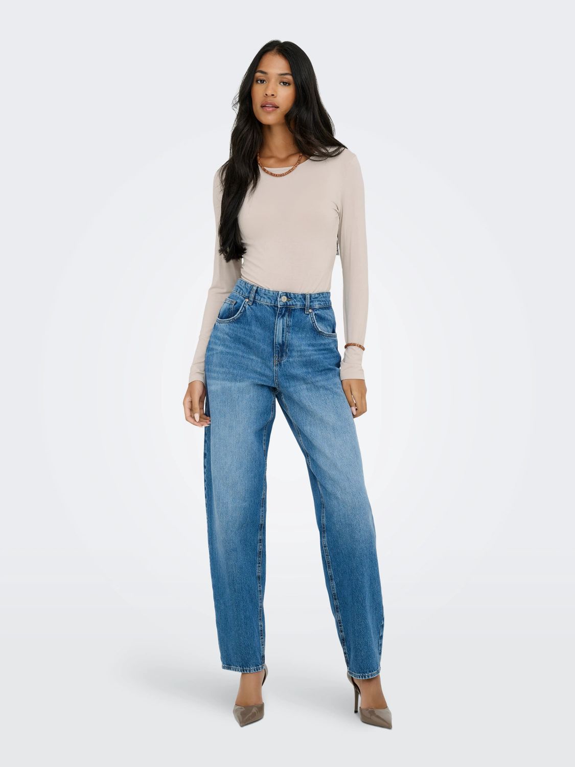 JDY Long Sleeve O-Neck Top Mila Jrs, Kleur: Chateau Gray, Maat: M