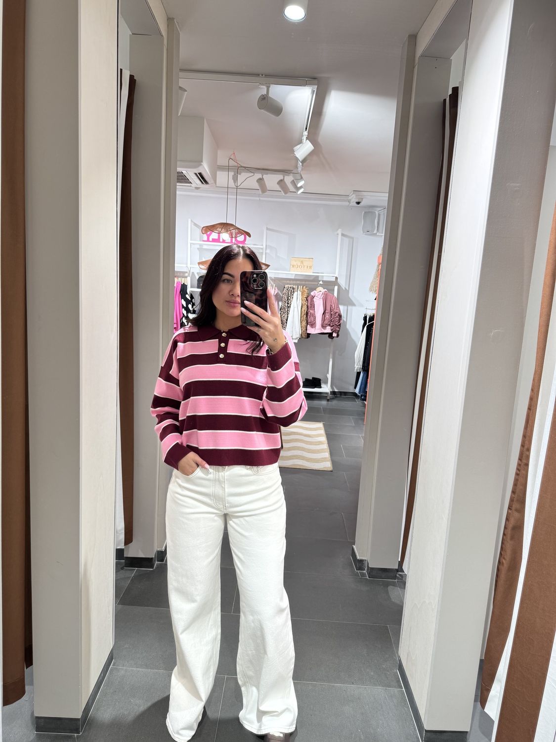 Azzurro Ava Polo – Roze Gestreept, Kleur: roze, Maat: one size