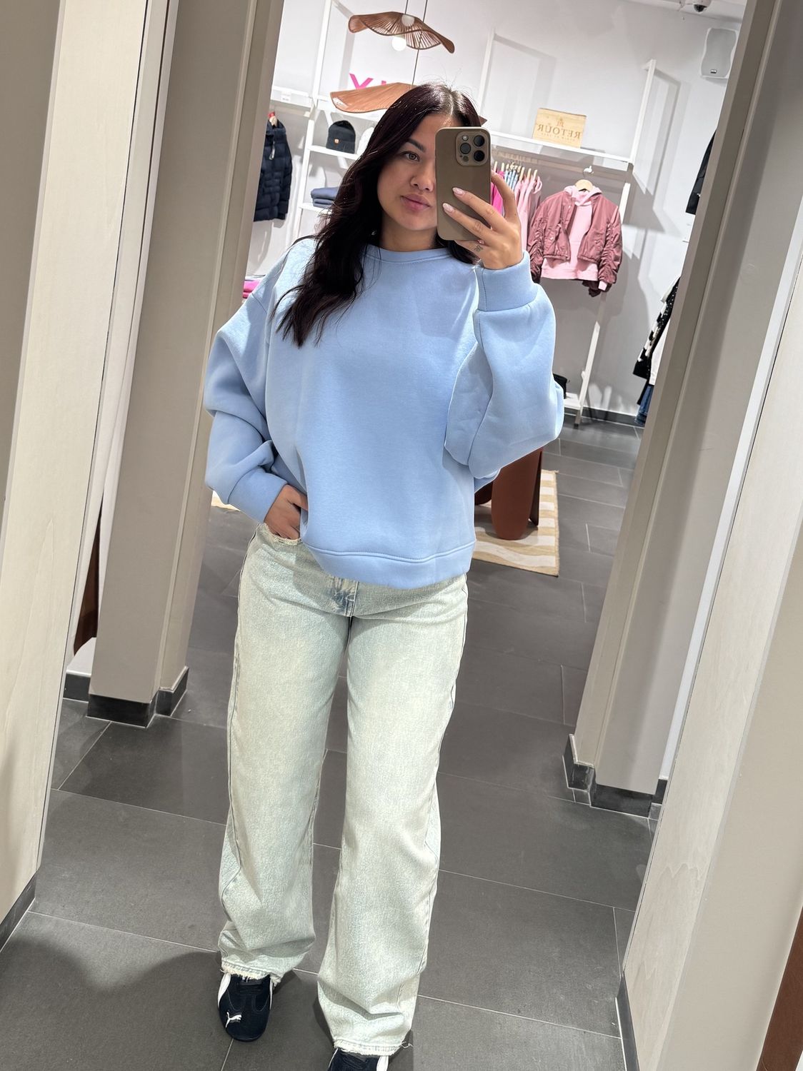 Queen Hearts Ballon Jeans HW – Wit, Kleur: l Blauw, Maat: XS