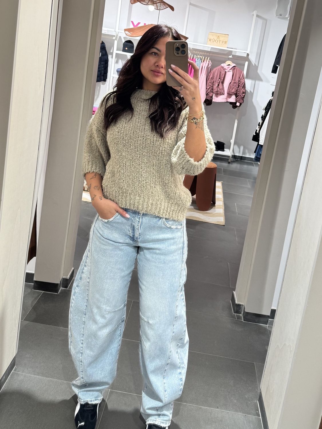 Queen Hearts Barrel stripe Jeans – Lichtblauw, Kleur: l Blauw, Maat: XS