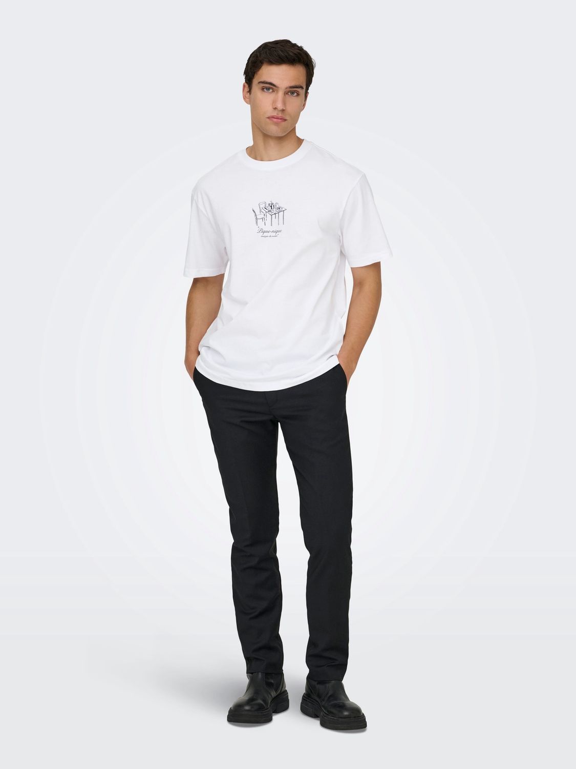 Only &amp; Sons T-shirt Fred Du Martin – Wit, Kleur: White, Maat: L