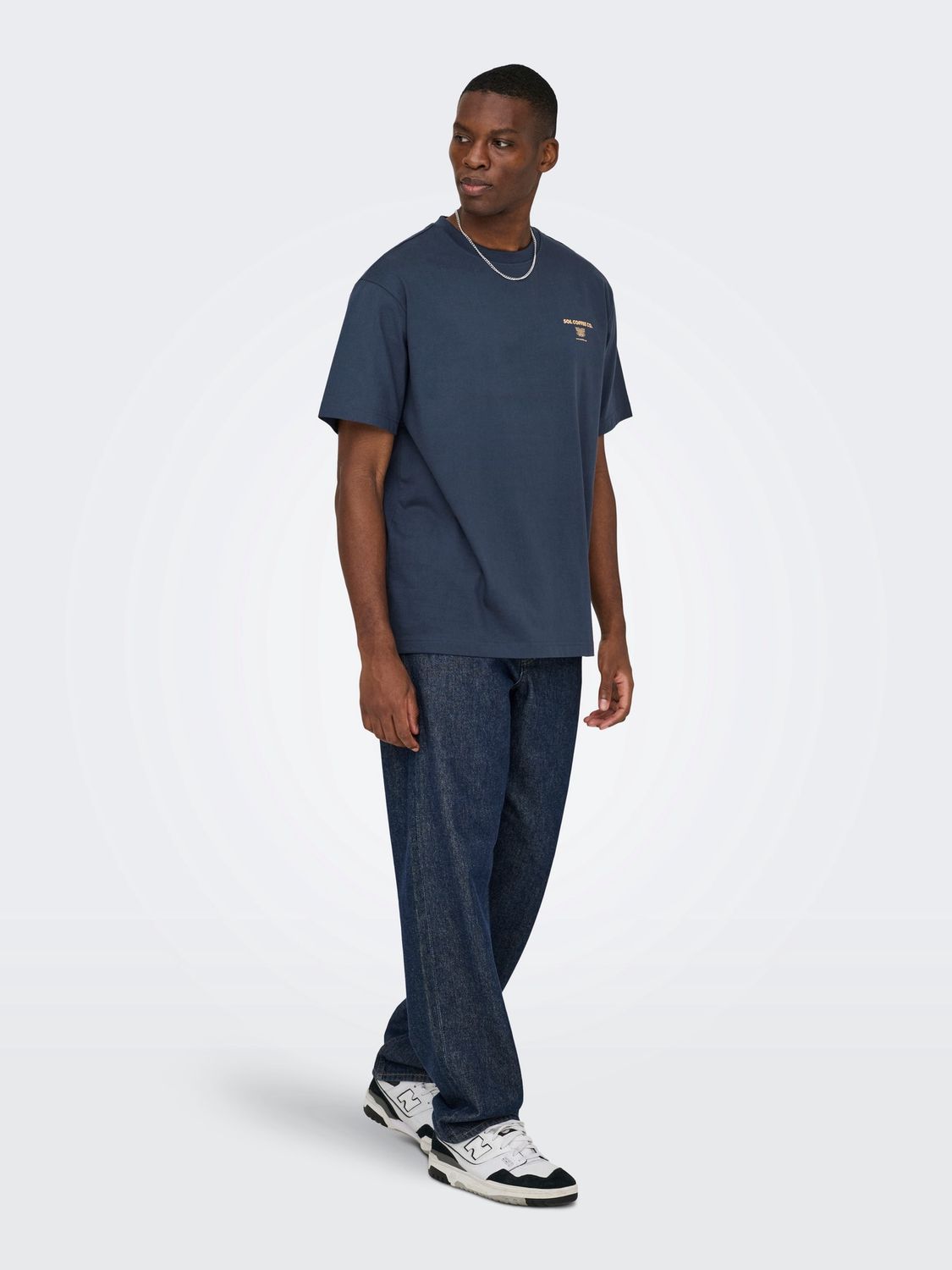 Only &amp; Sons T-shirt Fred Life Foodie – Blauw, Kleur: Blue, Maat: L