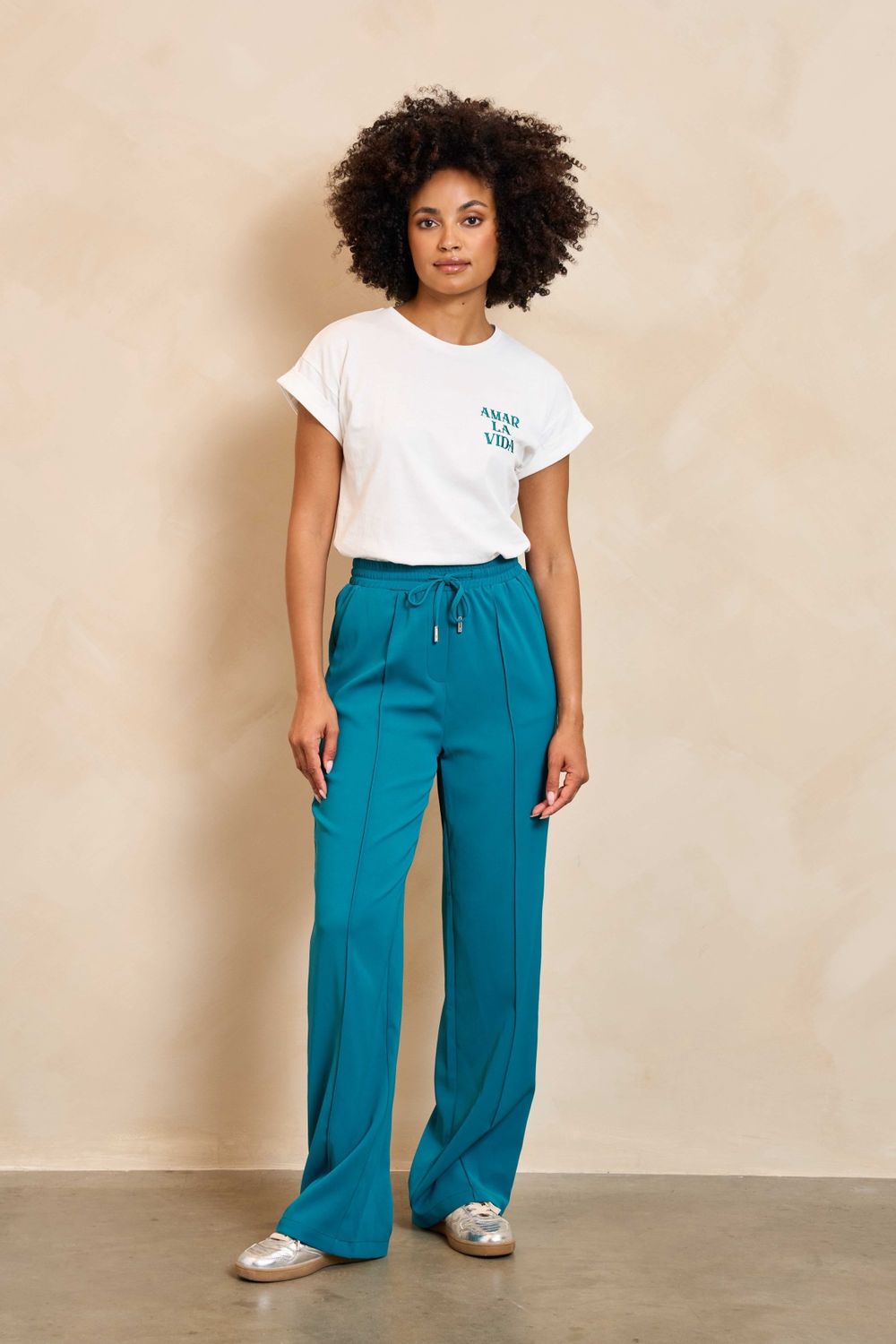 Lofty Manner Siona Broek – Teal, Kleur: Teal, Maat: XS