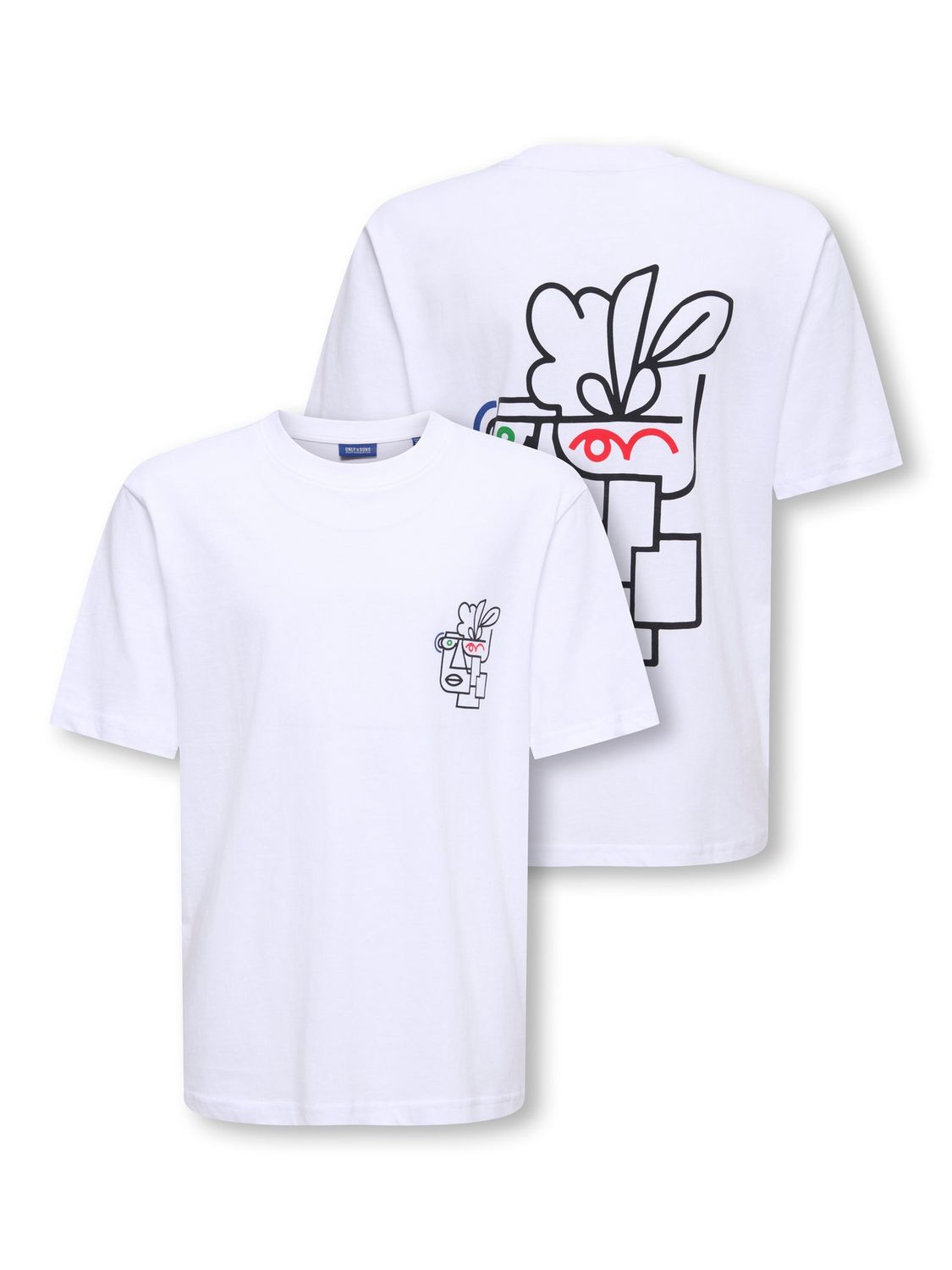 Only &amp; Sons Junior T-shirt Frede Life – Wit, Kleur: Bright White FLOWERMAN WHITE, Maat: 146/152
