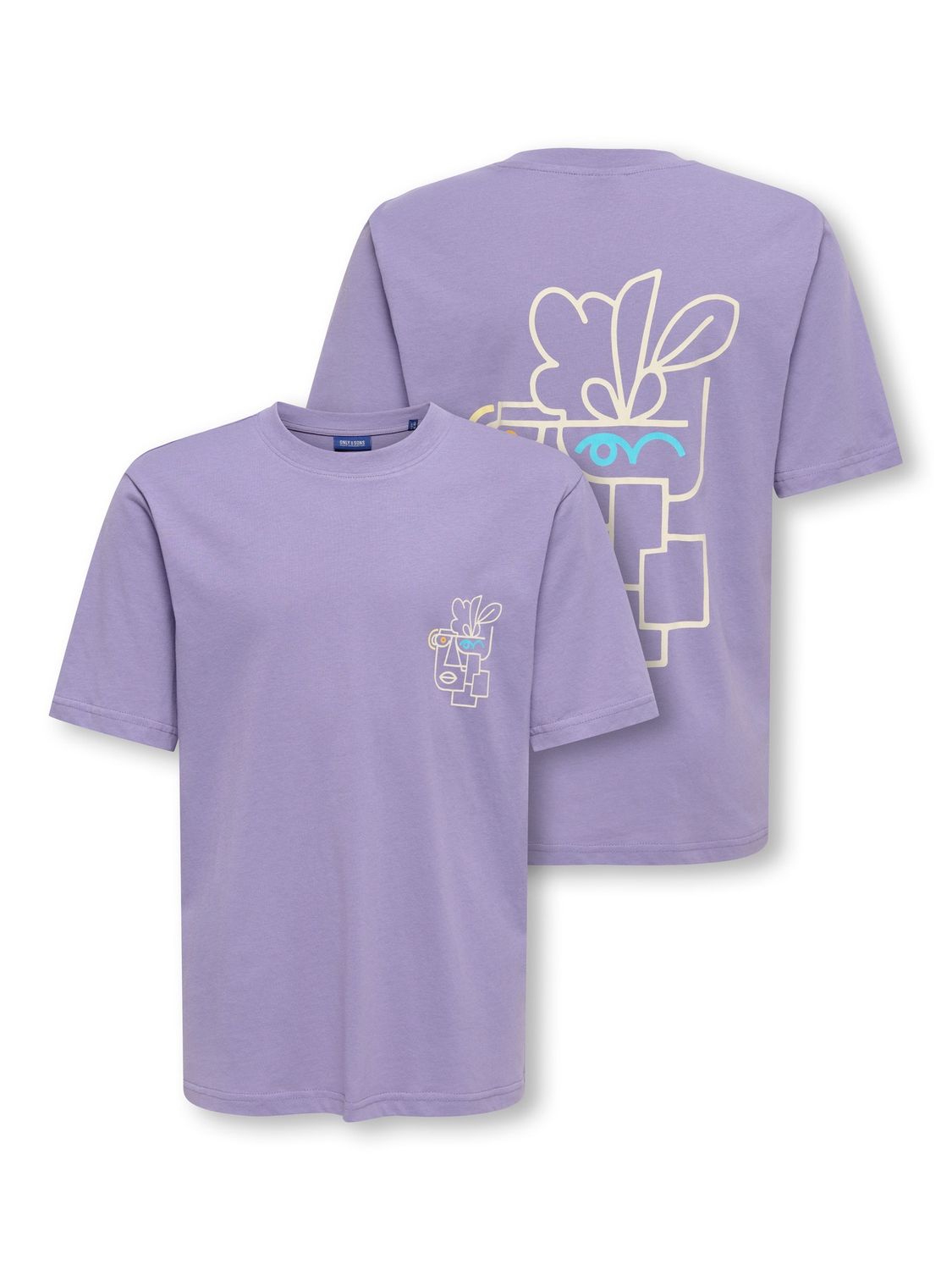 Only &amp; Sons Junior T-shirt Frede Life – Paars, Kleur: Purple Haze FLOWERMAN PURPLE, Maat: 146/152