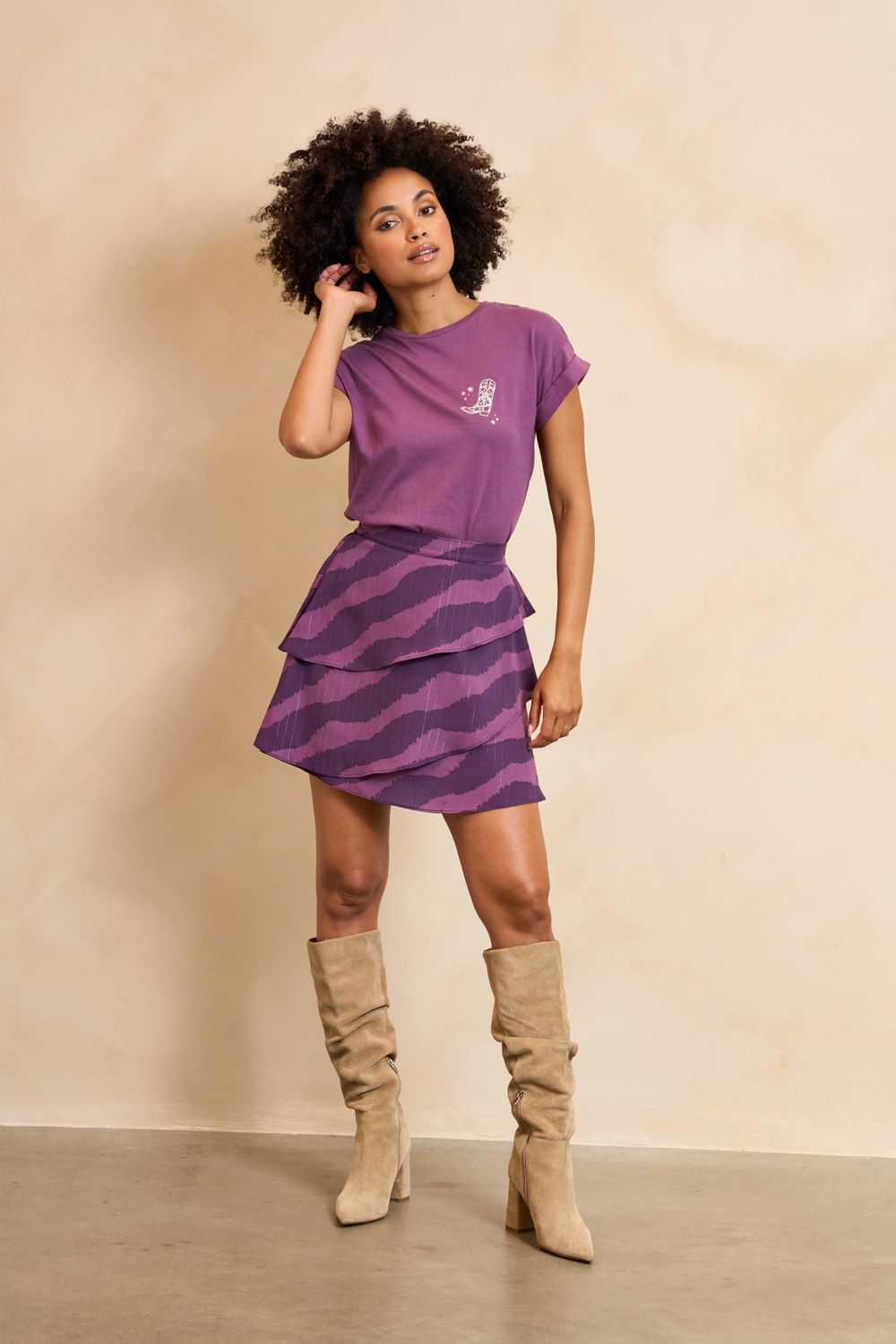 Lofty Manner T-shirt Zeva – Paars, Kleur: Purple, Maat: XS