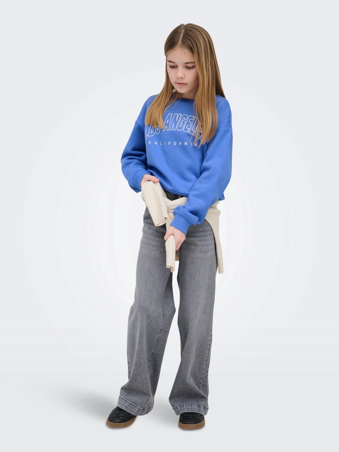 Only Girls Sweatshirt LS Crew - Blauw, Kleur: Ultramarine Los Angeles - California, Maat: 134/140