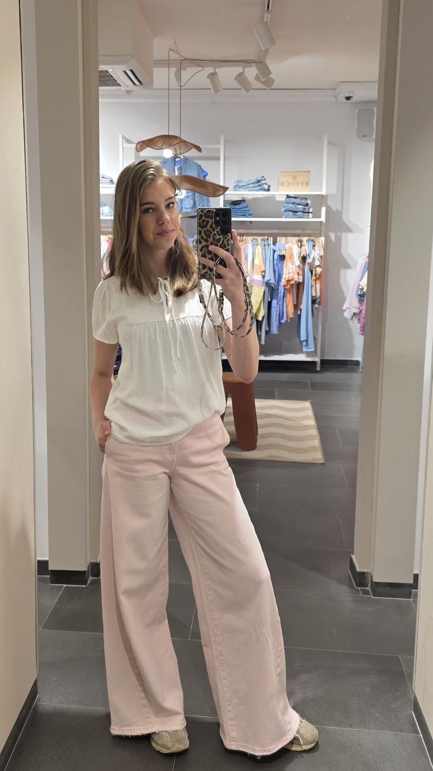 Queen Hearts Jeans Wide Leg – Roze, Kleur: Roze, Maat: XS