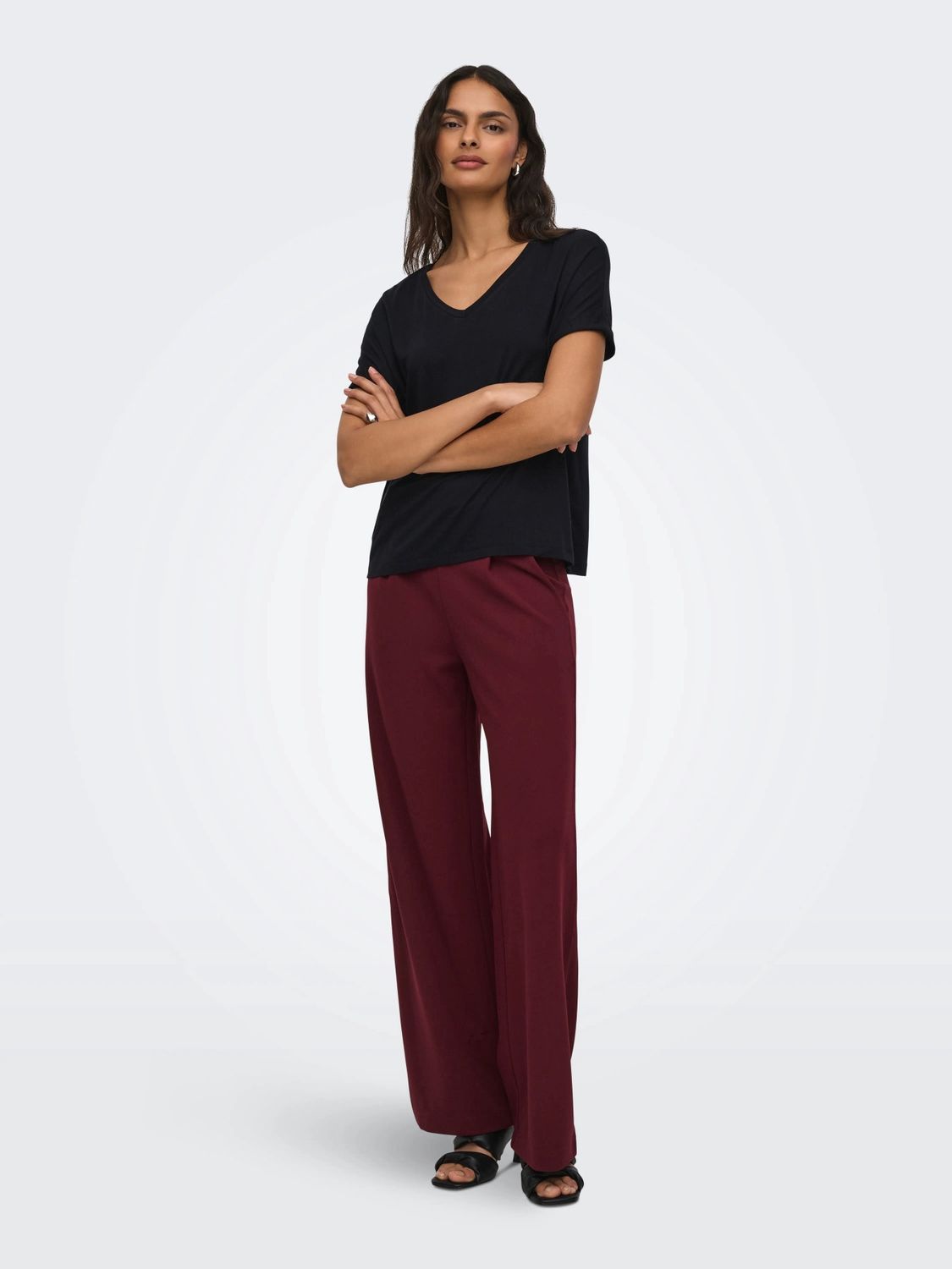 JDY Top Sissey S/S V-Neck, Kleur: Black, Maat: S