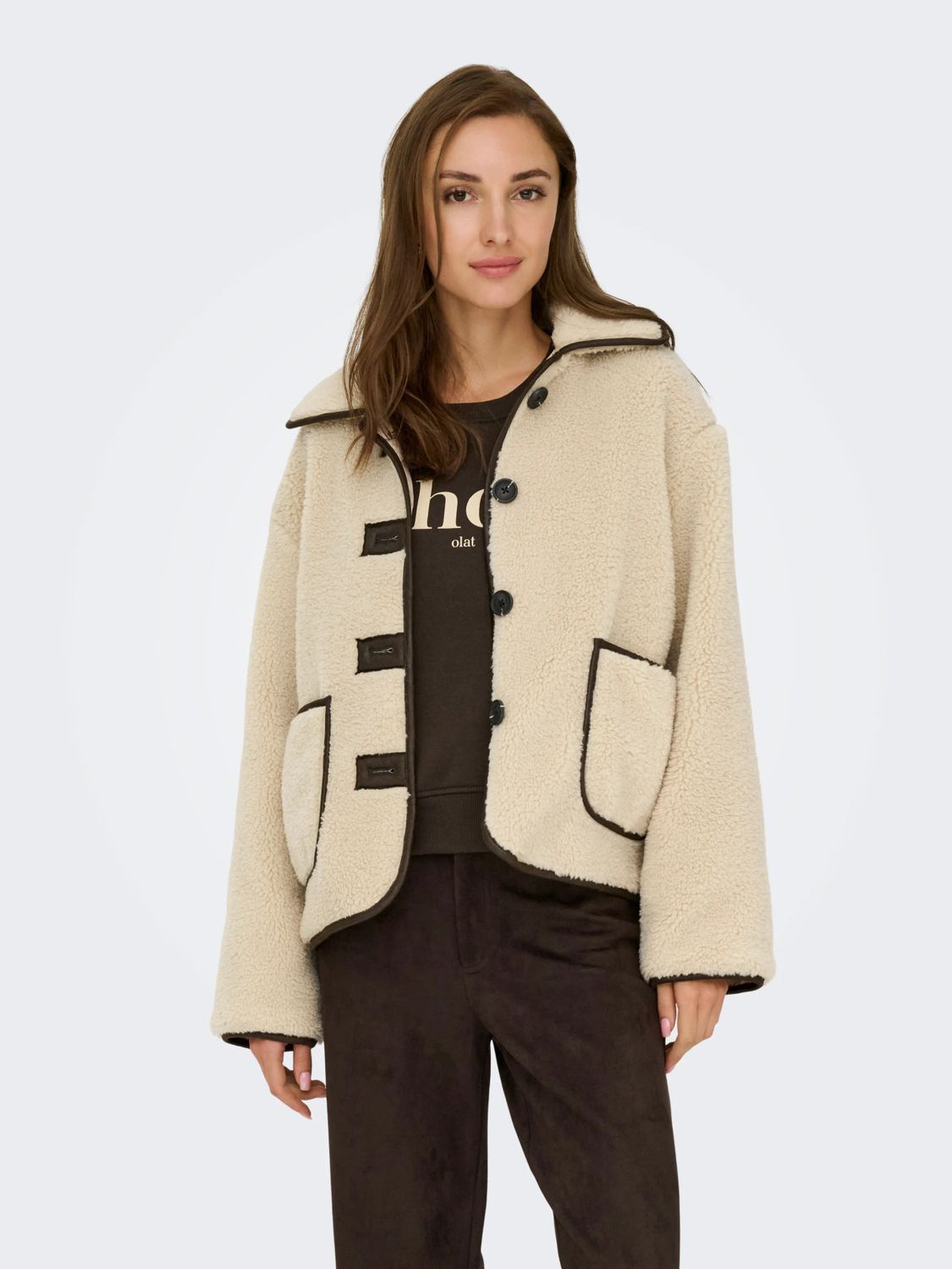JDY Teddy Jacket Noella - Cement, Kleur: Cement, Maat: XS/S
