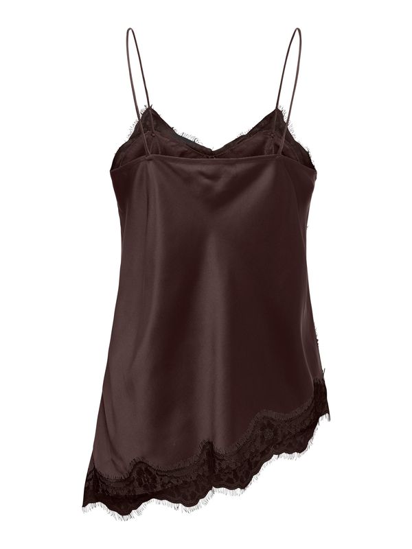 JDY Sleeveless Asymmetrical Lace Singlet Fifi - Coffee Bean